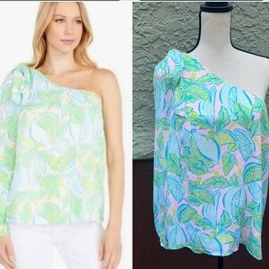 Lilly Pulitzer Colorful One-Shoulder Blouse